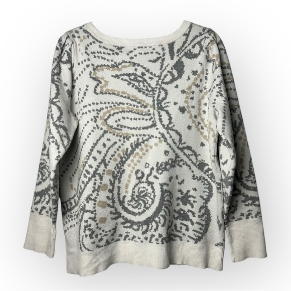 Peyton Primrose Abstract Paisley Ivory Sweater XL - Picture 2 of 5